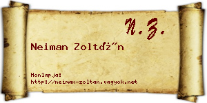 Neiman Zoltán névjegykártya